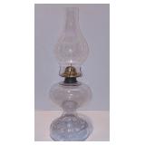 Vintage/Antique Clear Pressed Glass Oil Lamp with Etched Design