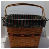 Vintage Large Longaberger Basket with Cloth Liner & Plastic Protector- 1995
