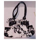 Wilsons Leather Black and White Floral Handbag