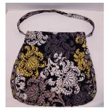 Vera Bradley Handbag Black, white & Yellow, Shoulder strap 20" Bag is 12 x 14" with a yellow and whi