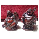 Lot of 2 Feng Shui Laughing Buddha Red Resin Figurines