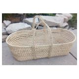 Woven Carry Basket. 30" x 15" x 9". Height of handles: 18"