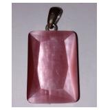 Vintage Rose Quartz Gold Tone Pendant