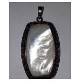 Vintage Sterling Silver Pendant With Mother Of Pearl
