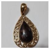 Teardrop Pendant with Stone Gold Tone