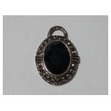 Black Onyx with Silver Tone Pendant