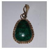 Chrysocolla Lapis Stone with Braided Gold Tone Pendant
