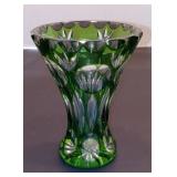 Small Vintage Vase Green Cut to Clear Crystal