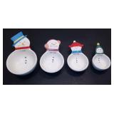 Ceramic Christmas Snow Family Nesting Measuring Cups
