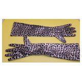 Women Long Animal Print Leather Gloves PU Latex 20 inches