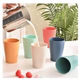 CRETVIS 9OZ Unbreakable Wheat Straw Cup, 6 Pcs Reusable Dishwasher Safe Drinking Cups