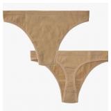 DANCEYOU Nude Briefs Seamless Thongs No Show Dance Gymnastics Underwear 2 Packs Panties Under Leotar