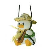 Car Mirror Hanging Accessories Swinging Duck Car Ornament Straw Hat Cute Duck Car Pendant