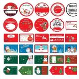 132 PCS Christmas Tags Stickers Self Adhesive Santa Snowmen Xmas Tree Deer Christmas Festival Birthd