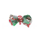 Motique Accessories Hair Bow Sparkle Christmas Bow with Silicone Charm - Green Candy Cane- NEW