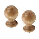 T Tulead Wood Curtain Rod Finial Screw on Curtain Rod End Caps Pack of 2 (Wood Color)