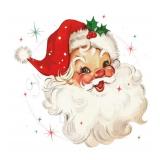 Red & White Retro Vintage Santa Wooden Block Sign, 5" x 5" - NEW!