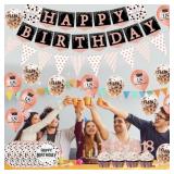 18th Birthday Balloons & Decorations for Girls - (76 pc pack) Rose Gold Banner, Balloons & more