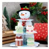 Zopeal 3 Tier Winter Cupcake Stand Snowman Cake Stand 