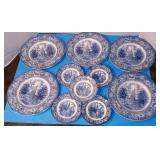 10 Piece Set of Liberty Blue Independence Hall Dinner Plates