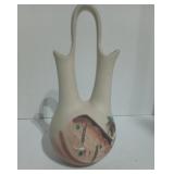 Pueblo Style Pottery wedding Vase w Turquoise Stone, 10" Signed art pottery