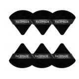 6 Pieces Face Powder Puff with a Travel Case, Soft Makeup Puff with a Container, Triangle Velour Mak