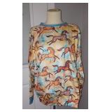 Pullover Long Sleeved Shirt featuring galloping Horses, SIZE XL