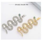 JAKAWIN Rhinestone Hair Clip Pins Snake Hair Barrette Crystal Hair Accessories