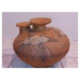 Vintage Stoneware Studio Pottery Vase - Weedpot - Matte Sgraffito Pottery