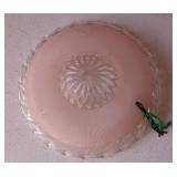 Vintage Art Deco Frosted Pink Glass 3-Chain Ceiling Fixture