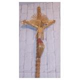 Vintage Straw Crucifix Jesus on the Cross Straw Mexican Folk Art Crucifix