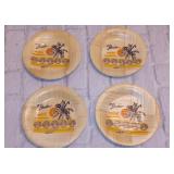 Vintage Set of 4 Bamboo FLORIDA Souvenir Collectible 4" Coasters