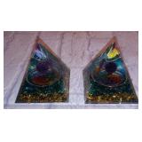 LOt of 2 Green Orgone Energy Pyramids