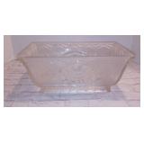 Vintage Art Deco Verlys France Crystal Rectangular Chrysanthemum Frosted Bowl