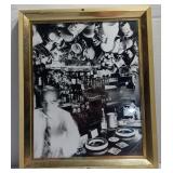 Early 20th Century Barroom Black & White Photograph in frame