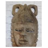 Vintage African Carved Wooden Tribal Face Mask Wall Art