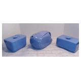 Antique/Vintage Lot of 3 1930s Art Deco Hall China Co. for Westinghouse Delphinium Blue Ceramic Piec