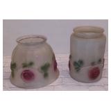 Lot of 2 1915-20s Flush Mount Fixture with Reverse Painted Glass Shades