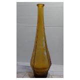 Vintage MCM Amber Glass Genie Bottle Vase