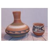 Vintage Lot of 2(TWO) Etched Pottery Art Vases