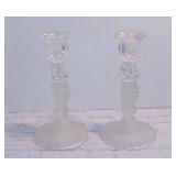Vintage PAIR of MUSEUM of MODERN ART MMA 3 FACE DESIGN CANDLESTICK ~ 9.5"