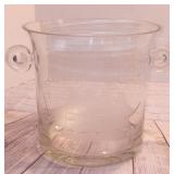 Mid 20th Century Mid-Century Modern Crystal Ice Bucket With Tall Ship Etching