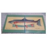 Vintage Ceramic Painted Tile Rainbow Trout Wall Decor-Signed Bob Osborne