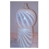 Hand Blown Swirled Glass Container with Lid, 7.5"H