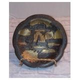 Two Piece Lot -Vintage Mt Pleasant Souvenir Plate & Plate/Frame Stand