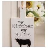 Distressed My Kitchen My Rules Cutting Board Ornament