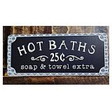 Hot Baths Metal Sign, 5 x 12