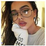 Dollger Aviator Clear Lens Glasses Non-prescription Eyeglasses Metal Frame for Women Men (3025 black