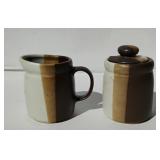 Vintage McCoy Sugar & Creamer Set Tri-color Sandstone Coffee Made in America 