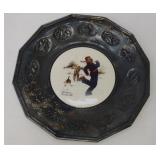 Vintage 1978 Brown and Bigelow Normal Rockwell Silver Plate - Winter Skating Scene